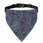 Turquoise Paisley Pattern Print Over The Collar Dog Bandana