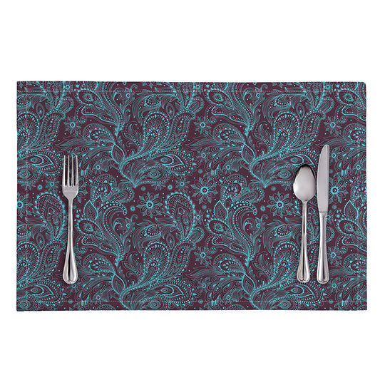 Turquoise Paisley Pattern Print Placemat