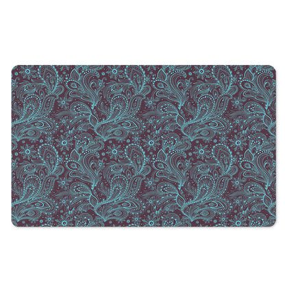 Turquoise Paisley Pattern Print Polyester Doormat