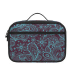 Turquoise Paisley Pattern Print Portable Lunch Bag