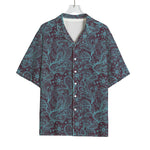 Turquoise Paisley Pattern Print Rayon Hawaiian Shirt