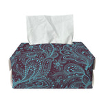 Turquoise Paisley Pattern Print Rectangle Tissue Box Cover