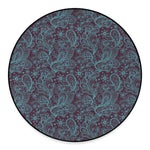 Turquoise Paisley Pattern Print Round Floor Mat