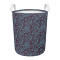 Turquoise Paisley Pattern Print Round Laundry Basket