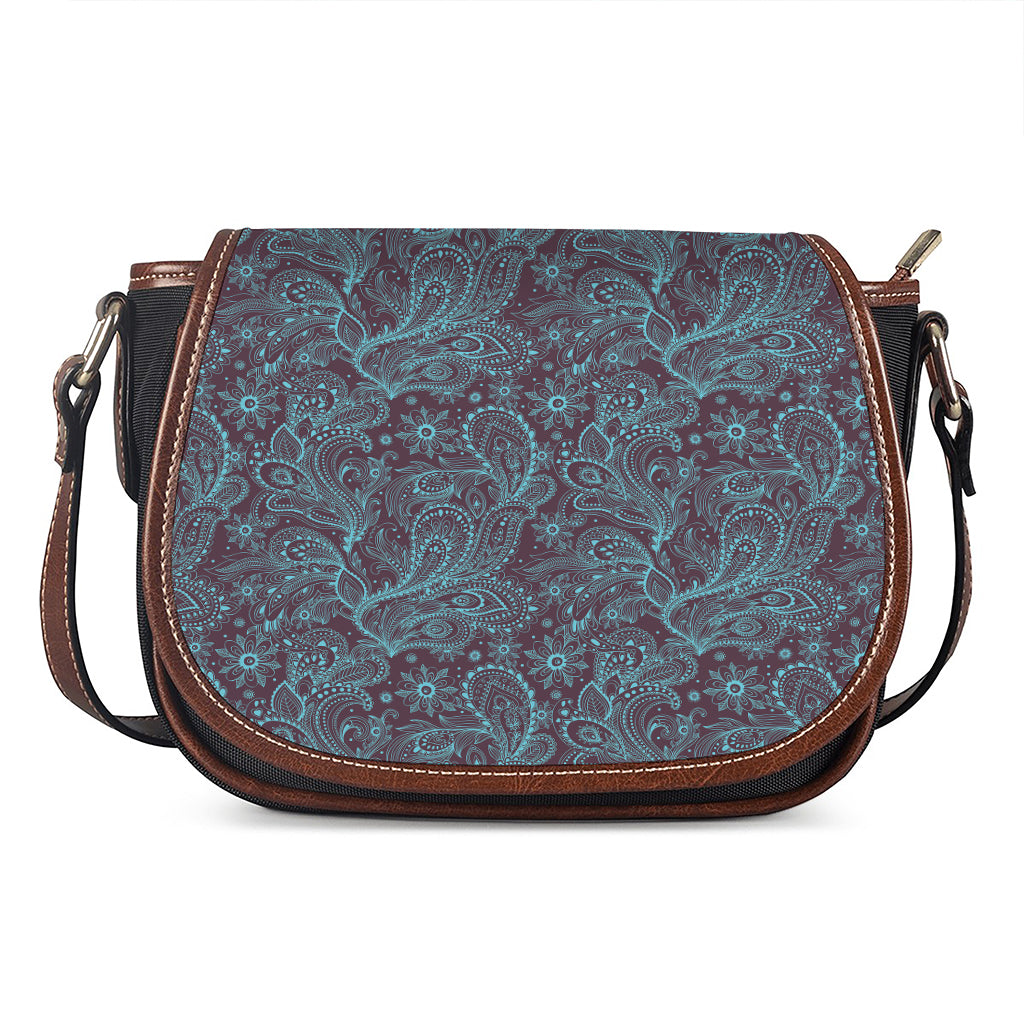 Turquoise Paisley Pattern Print Saddle Bag