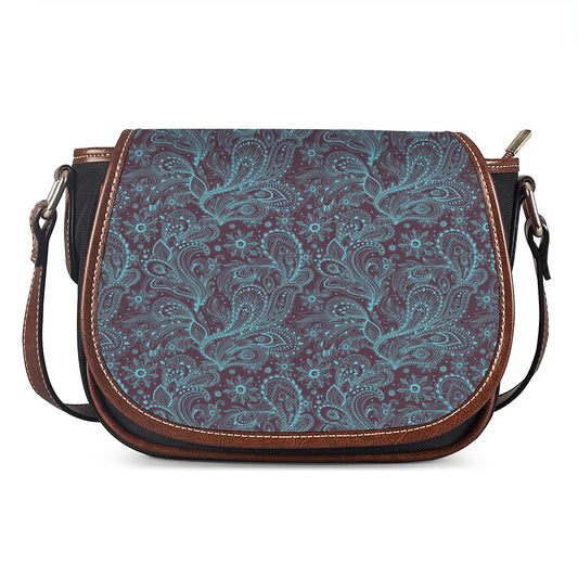 Turquoise Paisley Pattern Print Saddle Bag