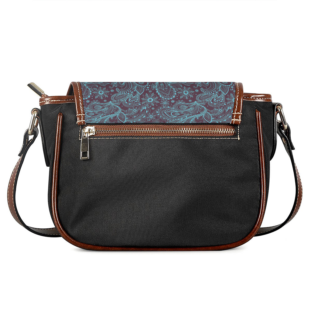 Turquoise Paisley Pattern Print Saddle Bag