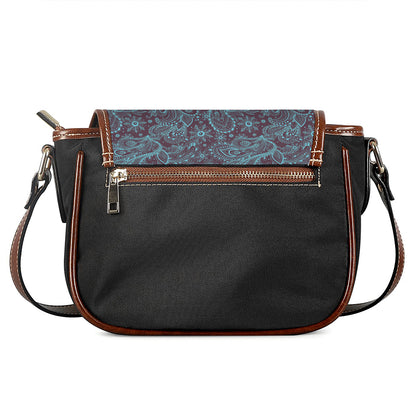 Turquoise Paisley Pattern Print Saddle Bag