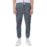 Turquoise Paisley Pattern Print Scuba Joggers
