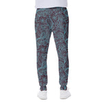 Turquoise Paisley Pattern Print Scuba Joggers