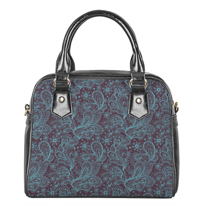 Turquoise Paisley Pattern Print Shoulder Handbag