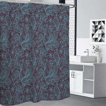 Turquoise Paisley Pattern Print Shower Curtain