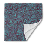 Turquoise Paisley Pattern Print Silk Bandana