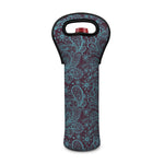 Turquoise Paisley Pattern Print Single Neoprene Wine Tote