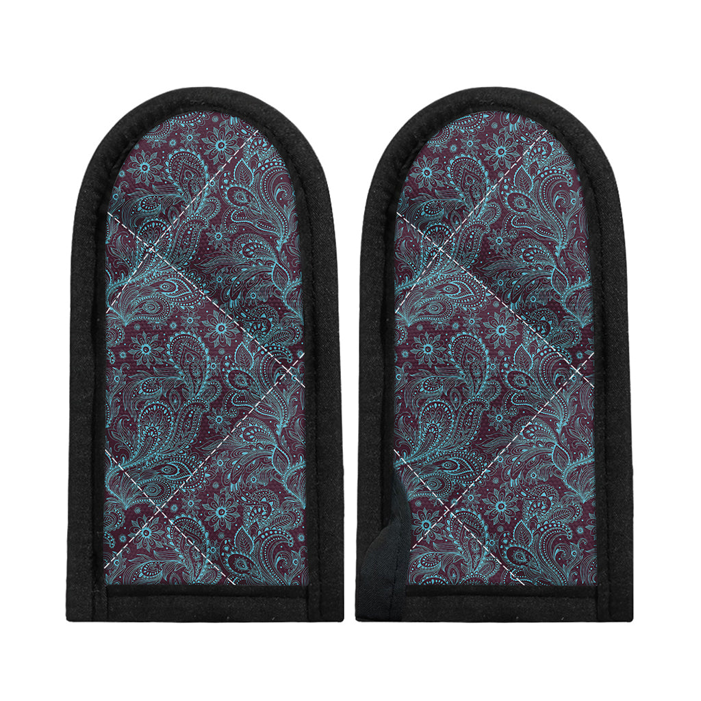 Turquoise Paisley Pattern Print Skillet Handle Cover