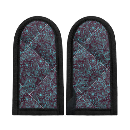 Turquoise Paisley Pattern Print Skillet Handle Cover