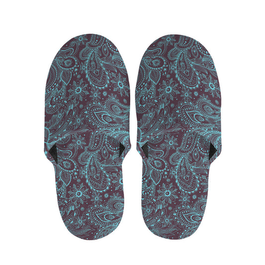 Turquoise Paisley Pattern Print Slippers