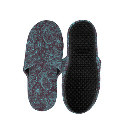 Turquoise Paisley Pattern Print Slippers