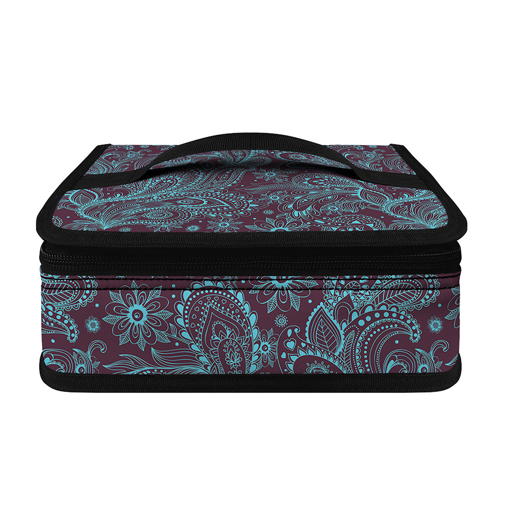 Turquoise Paisley Pattern Print Small Lunch Bag