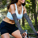 Turquoise Paisley Pattern Print Sun Protection Arm Sleeves