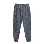 Turquoise Paisley Pattern Print Sweatpants