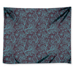 Turquoise Paisley Pattern Print Tapestry