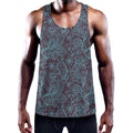 Turquoise Paisley Pattern Print Men's Workout Tank Top