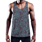 Turquoise Paisley Pattern Print Training Tank Top