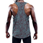 Turquoise Paisley Pattern Print Training Tank Top