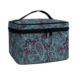 Turquoise Paisley Pattern Print Travel Makeup Bag