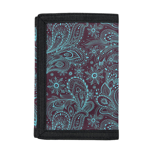 Turquoise Paisley Pattern Print Trifold Wallet