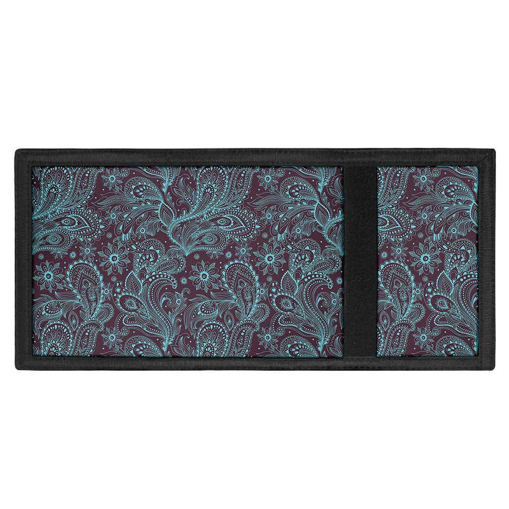 Turquoise Paisley Pattern Print Trifold Wallet