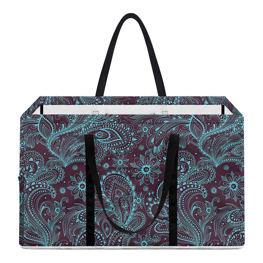 Turquoise Paisley Pattern Print Utility Tote Bag