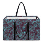 Turquoise Paisley Pattern Print Utility Tote Bag