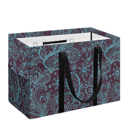 Turquoise Paisley Pattern Print Utility Tote Bag