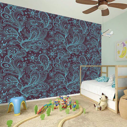 Turquoise Paisley Pattern Print Wall Sticker