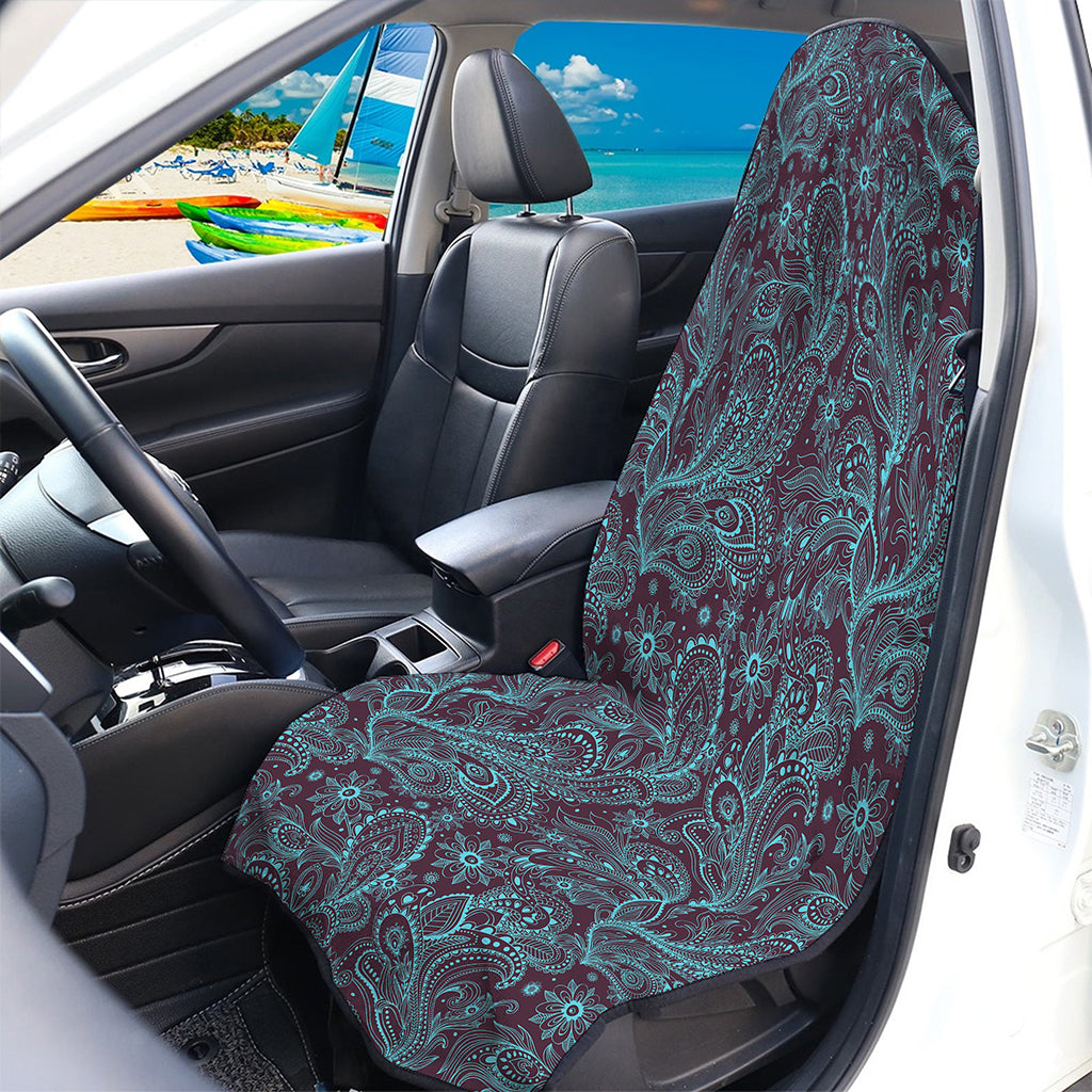 Turquoise Paisley Pattern Print Waterproof Car Seat Cover