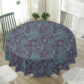 Turquoise Paisley Pattern Print Waterproof Round Tablecloth