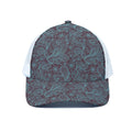 Turquoise Paisley Pattern Print White Mesh Trucker Hat