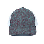 Turquoise Paisley Pattern Print White Mesh Trucker Cap