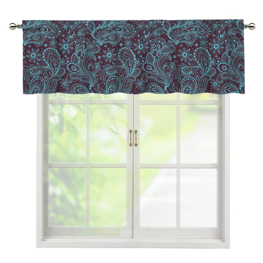 Turquoise Paisley Pattern Print Window Valance