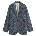 Turquoise Paisley Pattern Print Women's Blazer