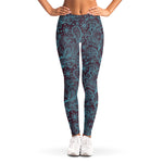 Turquoise Paisley Pattern Print Women's Leggings