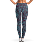 Turquoise Paisley Pattern Print Women's Leggings
