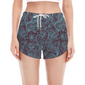 Turquoise Paisley Pattern Print Women's Split Running Shorts