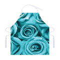 Turquoise Rose Flower Print Adjustable Apron