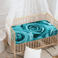 Turquoise Rose Flower Print Baby Crib Sheet