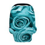 Turquoise Rose Flower Print Baby Seat Cover