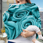 Turquoise Rose Flower Print Baby Seat Cover