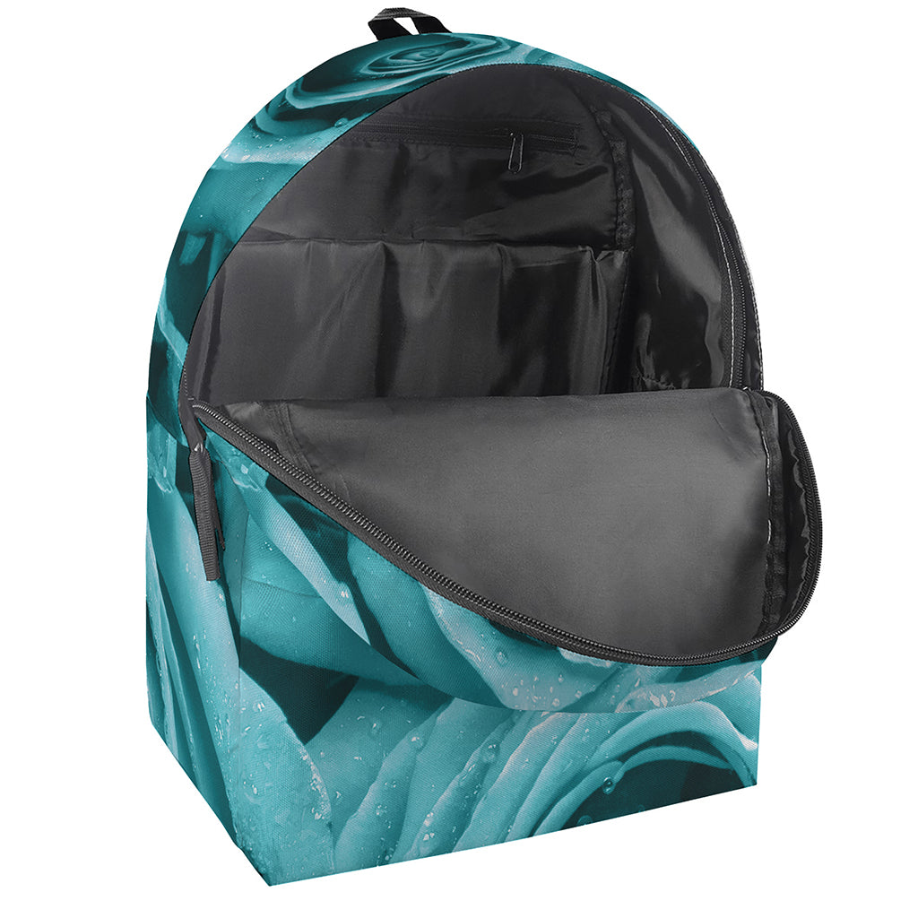 Turquoise Rose Flower Print Backpack